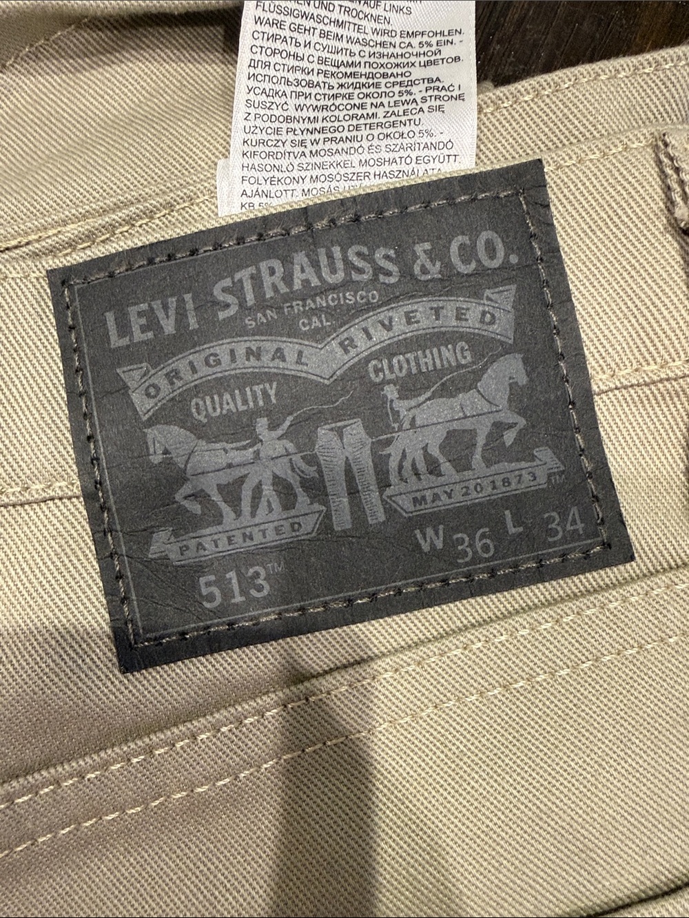 Levi's Beige 513 Men's 36x34 - Picture 2 of 3